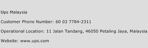 Ups Malaysia Phone Number Customer Service