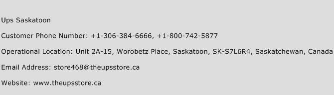 Ups Saskatoon Phone Number Customer Service