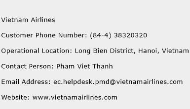 Vietnam Airlines Phone Number Customer Service