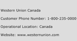 Western Union Canada Phone Number Customer Service