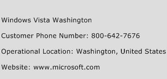 Windows Vista Washington Phone Number Customer Service
