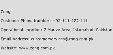 Zong Phone Number Customer Service