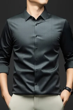 BROWON Plaid Shirt Men Long Sleeves 2025 Spring and Autumn Mulberry Silk Business Dress Shirt Man Casual Party Elegant Men Shirt