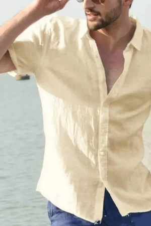 Men's casual solid color thin short sleeve shirt