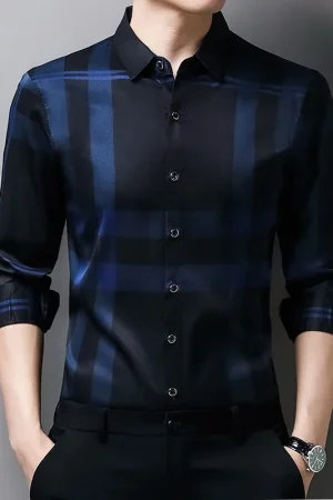 Autumn long sleeved shirt for men Business casual long sleeved plaid shirt for men